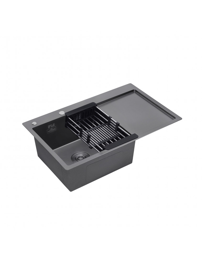 Кухонна мийка Kroner KRP Schwarze - 7849LHM PVD (3.0/1.0 мм) | купити | SilverGoose.com.ua.com.ua