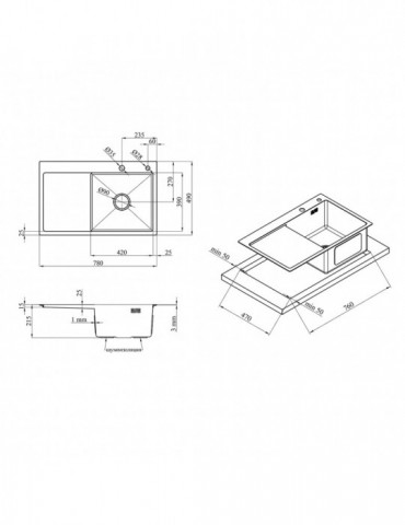 Кухонна мийка Kroner KRP Schwarze - 7849RHM PVD (3.0/1.0 мм) | купити | SilverGoose.com.ua.com.ua