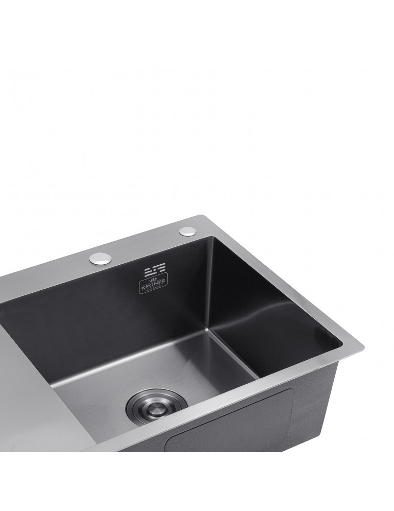 Кухонна мийка Kroner KRP Schwarze - 7849RHM PVD (3.0/1.0 мм) | купити | SilverGoose.com.ua.com.ua