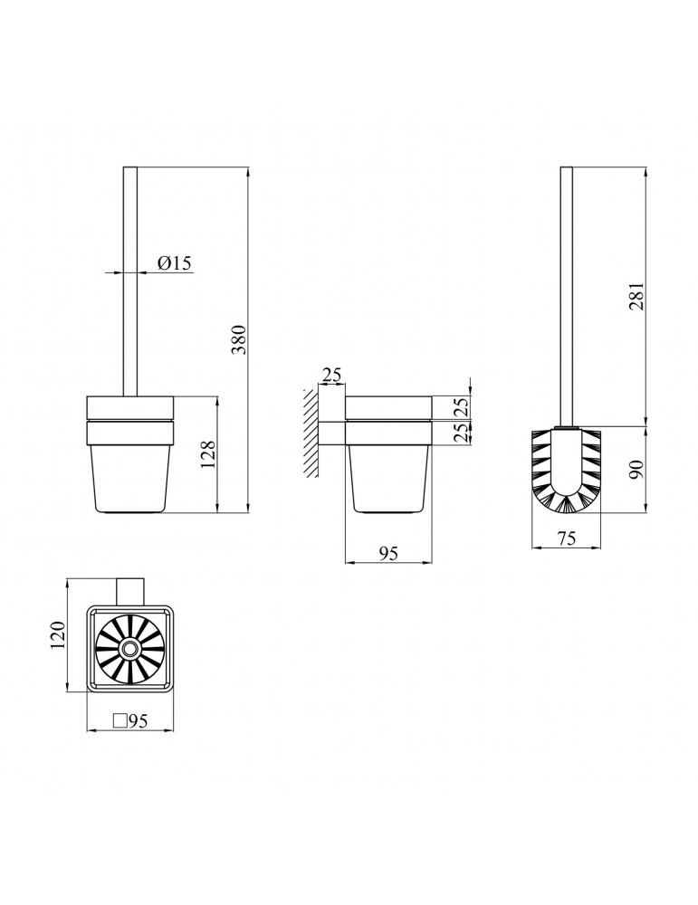 Йоржик для унітаза настінний Kroner KRP Edelstahl Kubus - SCH3910 | купити | SilverGoose.com.ua.com.ua