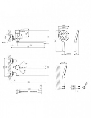 Змішувач для ванни Kroner KRP Edelstahl Klassisch - SCH070 | купити | SilverGoose.com.ua.com.ua