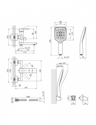 Змішувач для ванни Kroner KRP Edelstahl Kubus - SCH060 | купити | SilverGoose.com.ua.com.ua