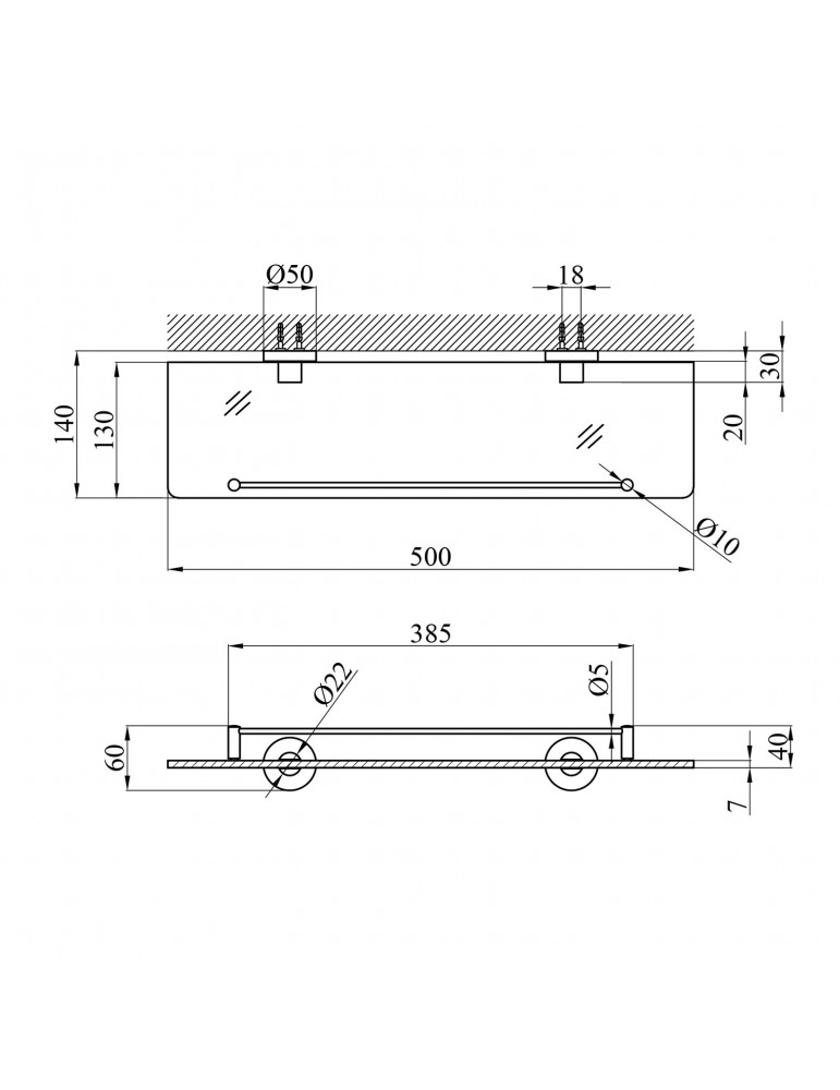 Полиця для ванної кімнати Kroner KRP Edelstahl Klassisch - ESG3707 | купити | SilverGoose.com.ua.com.ua