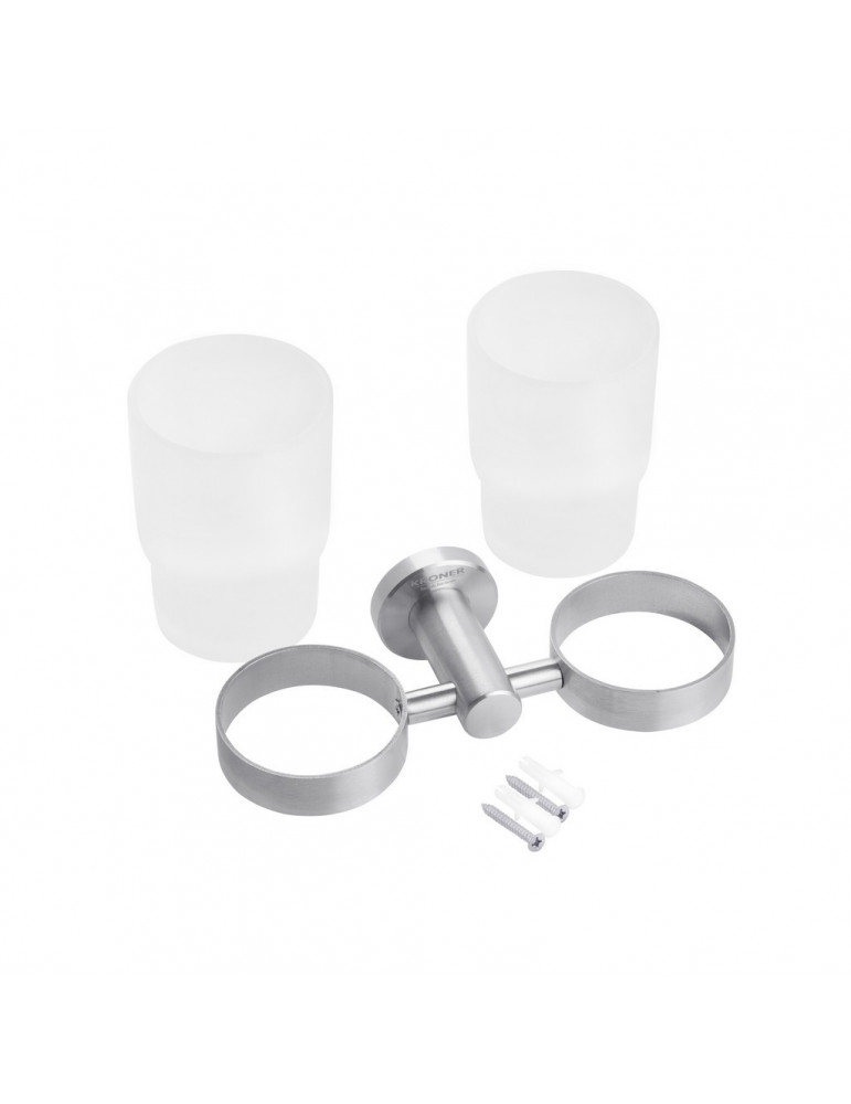 Склянка подвійна з тримачем для ванної кімнати Kroner KRP Edelstahl Klassisch - ESG3708 | купити | SilverGoose.com.ua.com.ua
