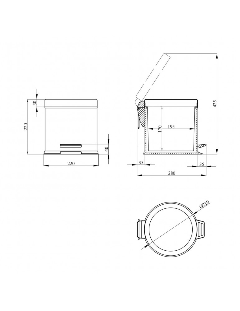 Відро для сміття Kroner KRM Rizze - ACE411 3 л | купити | SilverGoose.com.ua.com.ua