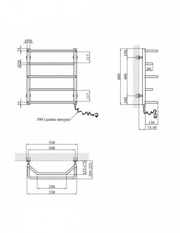 Сушарка для рушників електрична Kroner Мікс ДМ03ER 600x500/5 ER | купити | SilverGoose.com.ua.com.ua