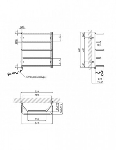 Сушарка для рушників електрична Kroner Мікс ДМ03EL 600x500/5 EL | купити | SilverGoose.com.ua.com.ua