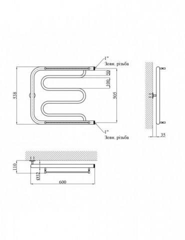 Сушарка для рушників водяна Kroner Фокстрот ФП03 530х600 | купити | SilverGoose.com.ua.com.ua