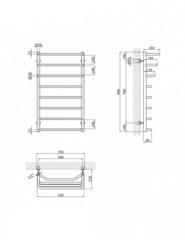 Сушарка для рушників водяна Kroner Каскад трапеція ДКТ07 900х530/8 | купити | SilverGoose.com.ua.com.ua