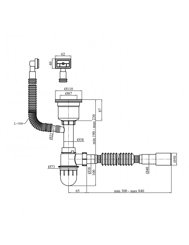 Сифон для кухонної мийки Kroner KRP Siphon - 021 3 1/2"х50/40 мм | купити | SilverGoose.com.ua.com.ua