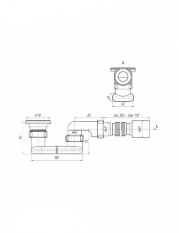 Сифон для душового піддона ANIplast 1 1/2"х40 мм з гнучкою трубою 40х40/50 Е016EU | купити | SilverGoose.com.ua.com.ua