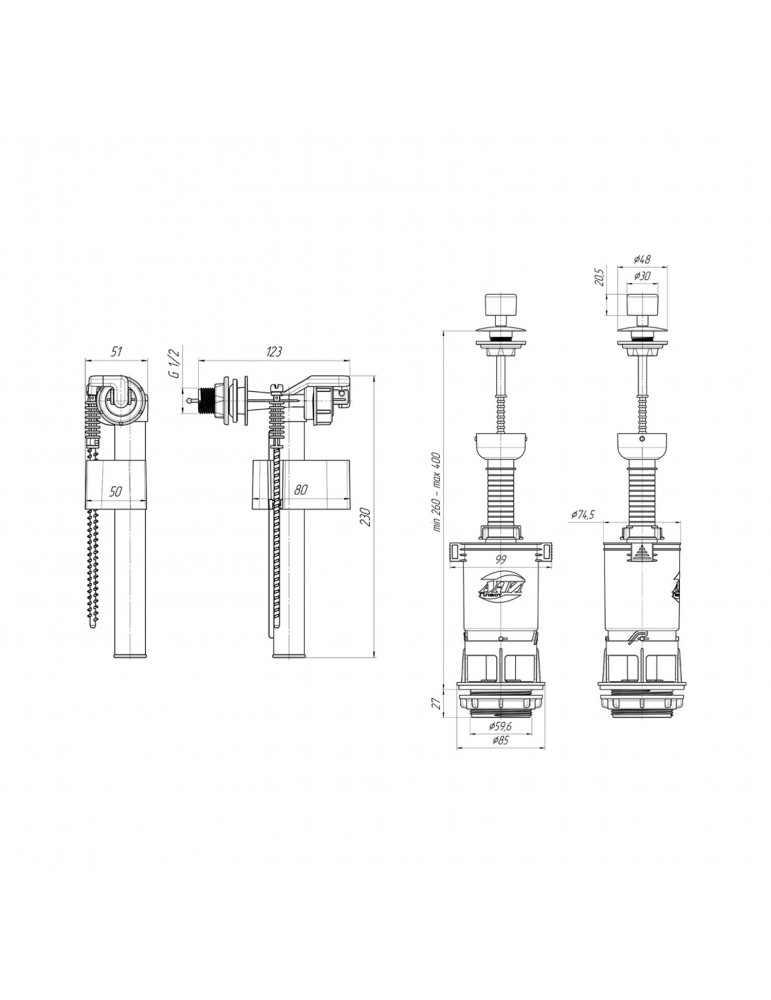 Арматура ANIplast бокова подача 1/2" WC4050MEU | купити | SilverGoose.com.ua.com.ua