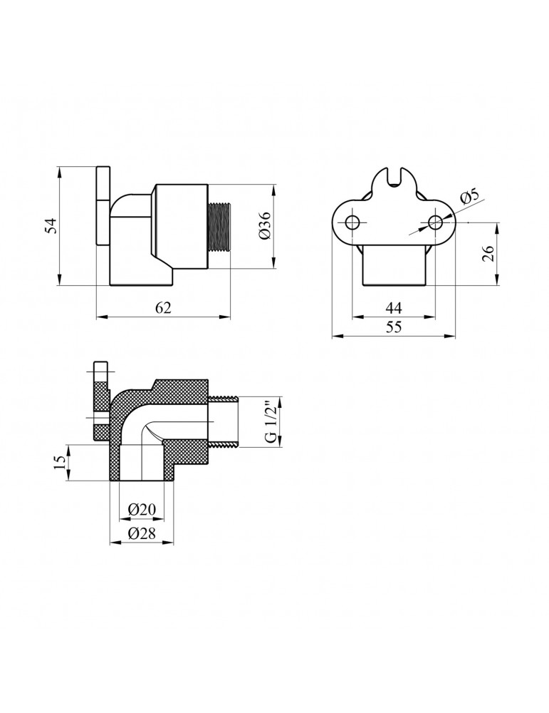 Коліно настінне PPR Rozma 20х1/2'' РЗ | купити | SilverGoose.com.ua.com.ua