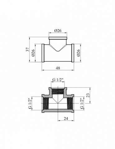Трійник посилений LexLine 1/2" ВВВ латунний УК201-В | купити | SilverGoose.com.ua.com.ua