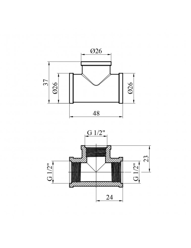 Трійник посилений LexLine 1/2" ВВВ латунний УК201-В | купити | SilverGoose.com.ua.com.ua