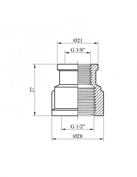 Муфта перехідна посилена LexLine 1/2"х3/8" ВВ нікель НК0331-Вн | купити | SilverGoose.com.ua.com.ua