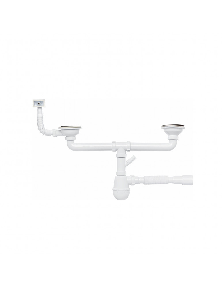 Сифон подвійний для кухонної мийки KronoPlast 3 1/2''х40 мм різьбовими випусками, з квадратний перелив SM45720343 | купити | Sil