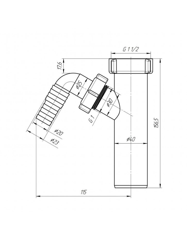 Відведення для пральної машини ANIplast 1 1/2"х40 мм М140EU | купити | SilverGoose.com.ua.com.ua