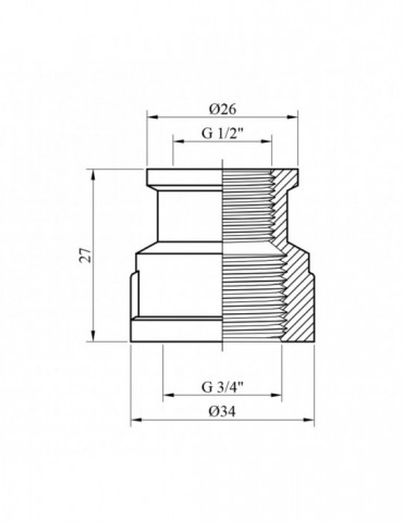 Муфта перехідна посилена LexLine 3/4"х1/2" ВВ нікель НК0311-Вн | купити | SilverGoose.com.ua.com.ua