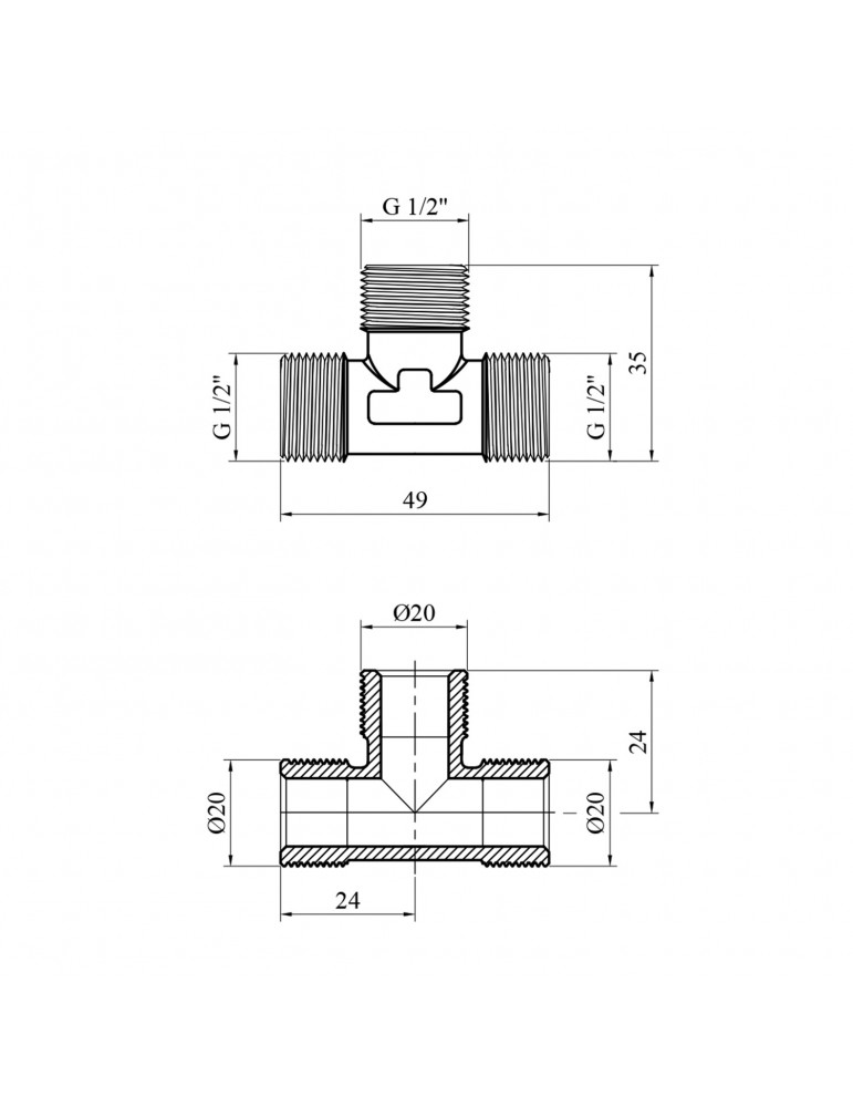 Трійник посилений LexLine 1/2" ЗЗЗ нікель НК0241-Вн | купити | SilverGoose.com.ua.com.ua