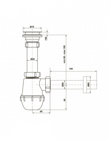 Сифон для кухонної мийки KronoPlast 1 1/2''х40 мм з різьбовим випуском SM14010002 | купити | SilverGoose.com.ua.com.ua