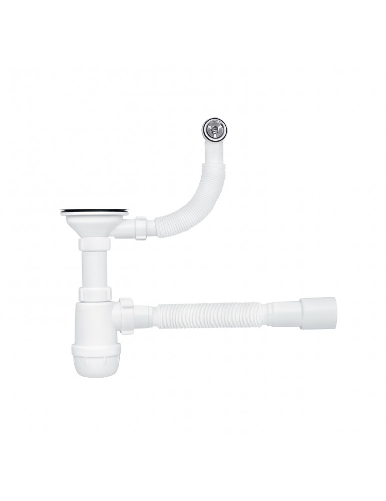Сифон для кухонної мийки ANIplast 3 1/2''х40 мм з різьбовим випуском, з круглим переливом A0145SP15EU | купити | SilverGoose.com