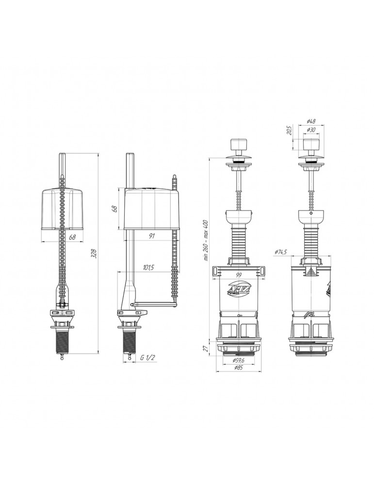 Арматура ANIplast клапан нижнього підключення 1/2" WC4550M | купити | SilverGoose.com.ua.com.ua