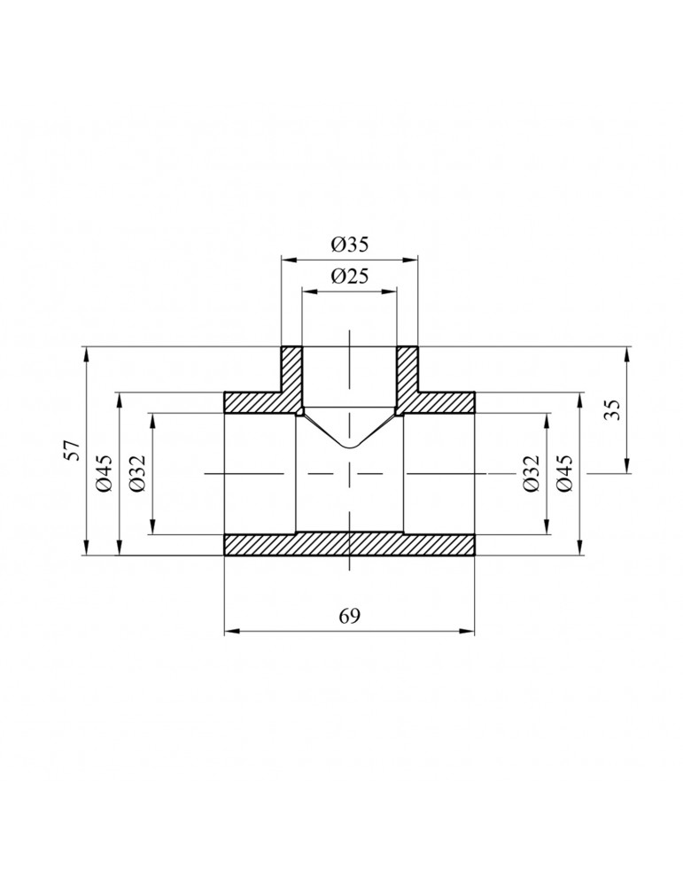 Трійник перехідний PPR Rozma 32х25х32 мм | купити | SilverGoose.com.ua.com.ua