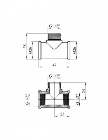 Трійник посилений LexLine 1/2" ВЗВ нікель НК0211-Вн | купити | SilverGoose.com.ua.com.ua