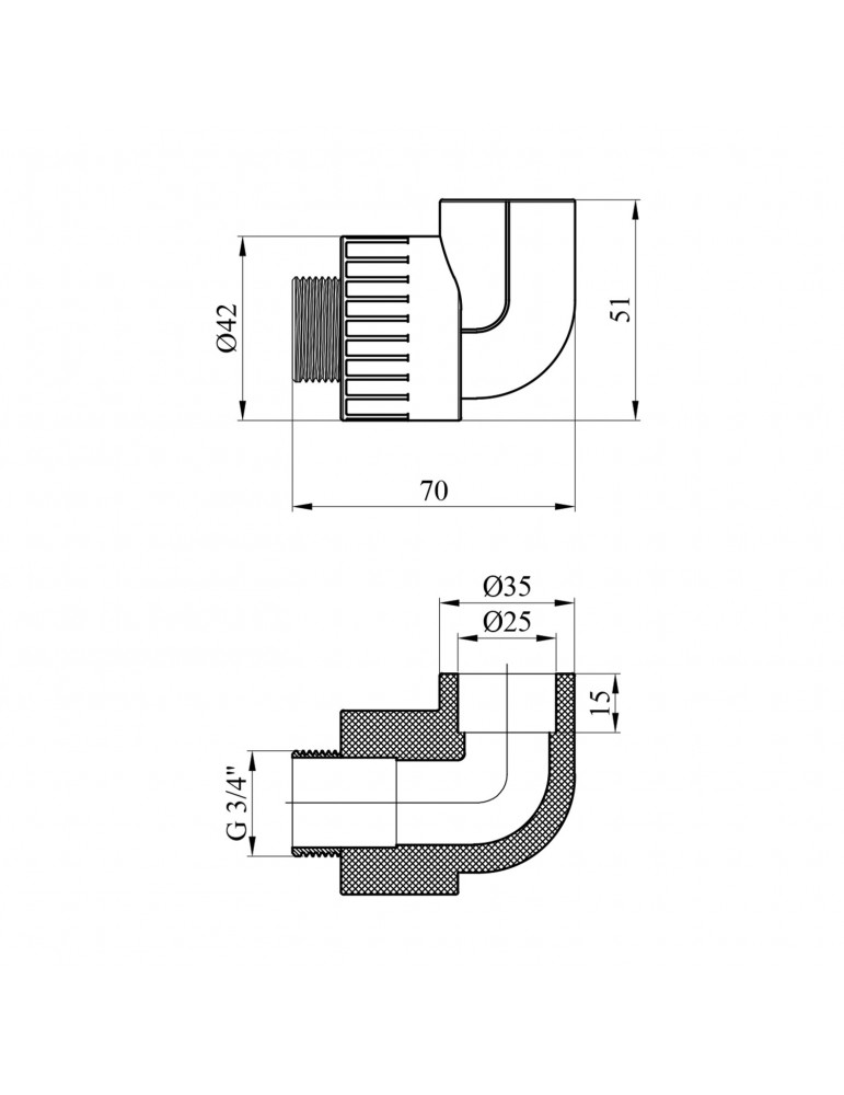 Коліно PPR Rozma 25х3/4" РЗ | купити | SilverGoose.com.ua.com.ua