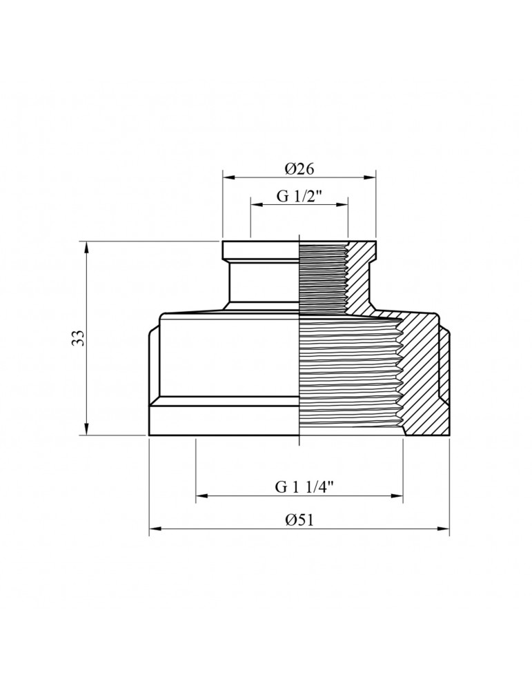 Муфта перехідна посилена LexLine 1 1/4"х1/2" ВВ латунна УК0314-В | купити | SilverGoose.com.ua.com.ua