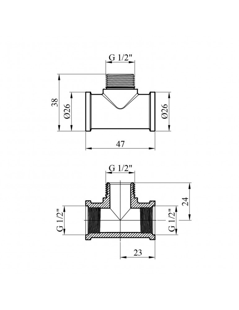 Трійник посилений LexLine 1/2" ВЗВ латунний УК0211-В | купити | SilverGoose.com.ua.com.ua