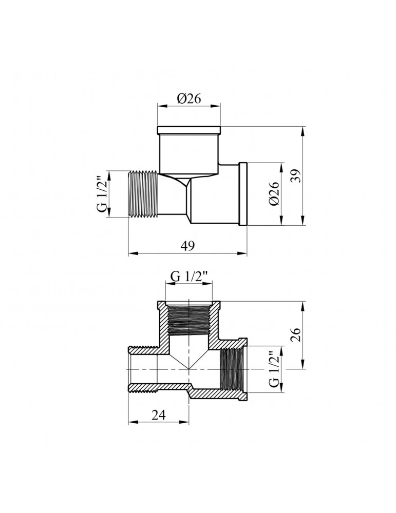 Трійник посилений LexLine 1/2" ВВЗ нікель НК0203-Вн | купити | SilverGoose.com.ua.com.ua