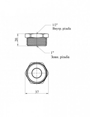 Футорка посилена LexLine 1"х1/2" ЗВ латунна УК0704-В | купити | SilverGoose.com.ua.com.ua