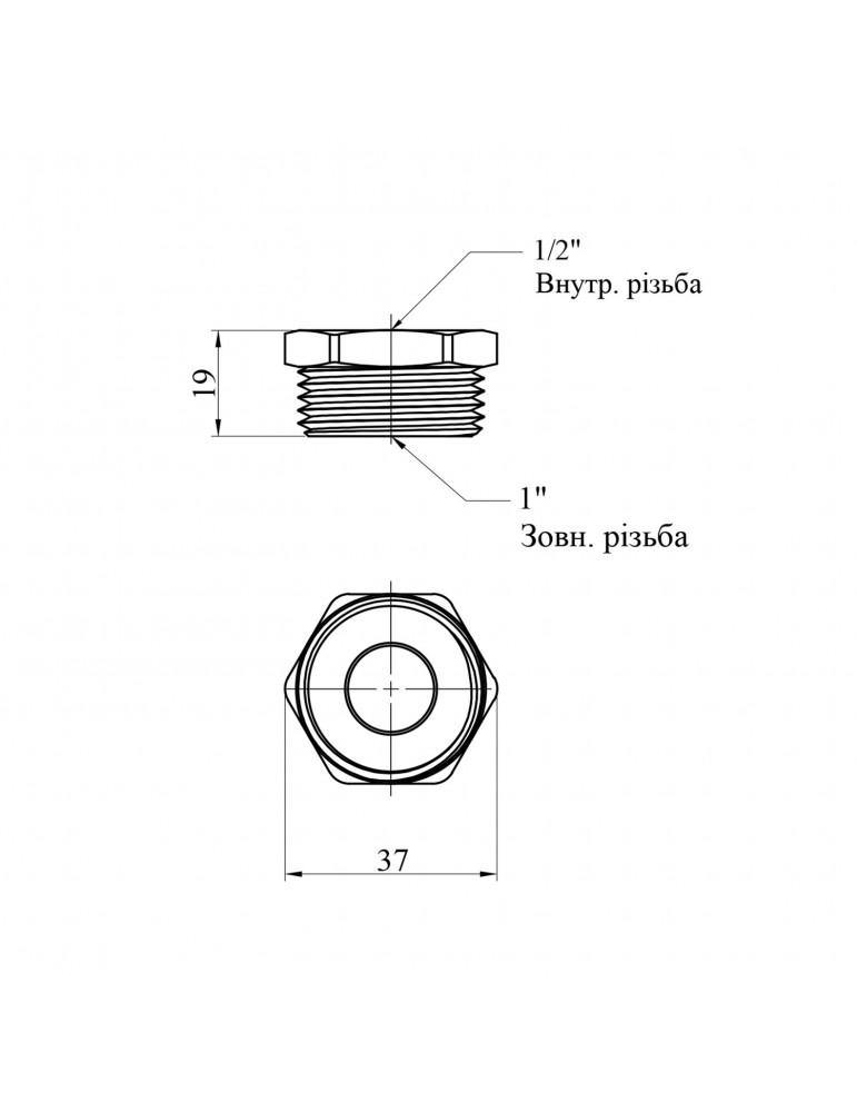 Футорка посилена LexLine 1"х1/2" ЗВ нікель НК0704-Вн | купити | SilverGoose.com.ua.com.ua