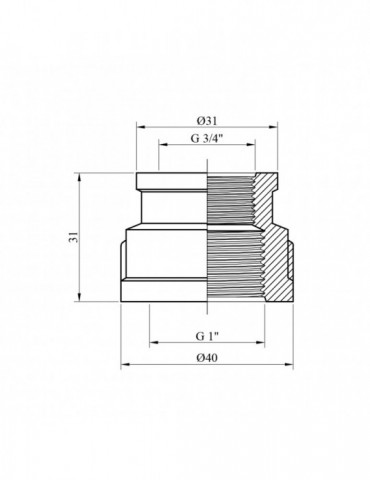 Муфта перехідна посилена LexLine 1"х3/4" ВВ нікель НК0313-Вн | купити | SilverGoose.com.ua.com.ua