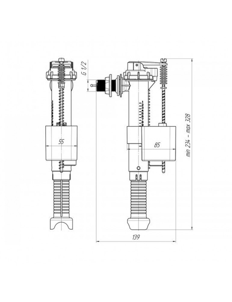 Арматура ANIplast клапан бокової подачі (ABS) 1/2" телескопічний WC5010 | купити | SilverGoose.com.ua.com.ua