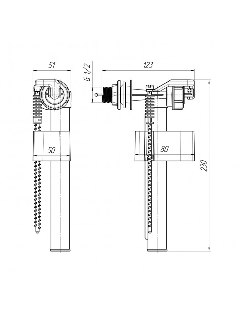 Арматура ANIplast клапан бокової подачі 1/2" WC5050EU | купити | SilverGoose.com.ua.com.ua