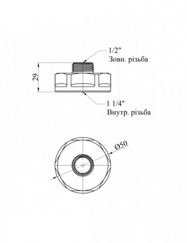 Перехідник посилений LexLine 1 1/4"х1/2" ВЗ латунний УК0610-В | купити | SilverGoose.com.ua.com.ua