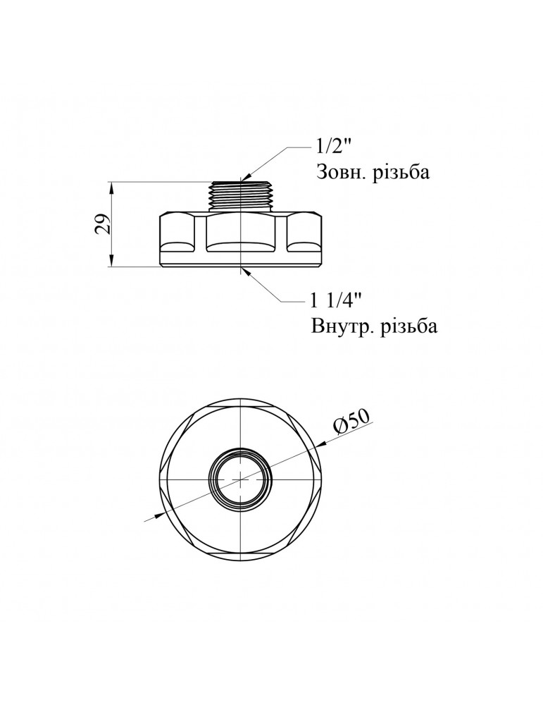 Перехідник посилений LexLine 1 1/4"х1/2" ВЗ латунний УК0610-В | купити | SilverGoose.com.ua.com.ua