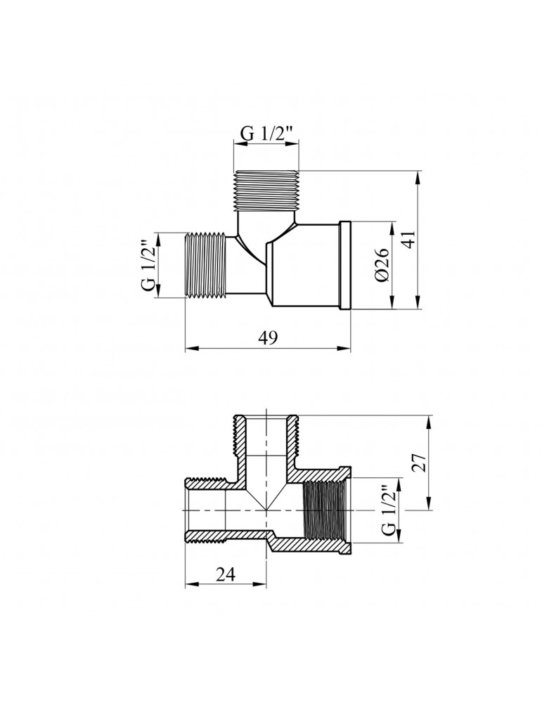 Трійник посилений LexLine 1/2" ВЗЗ латунний УК0204-В | купити | SilverGoose.com.ua.com.ua