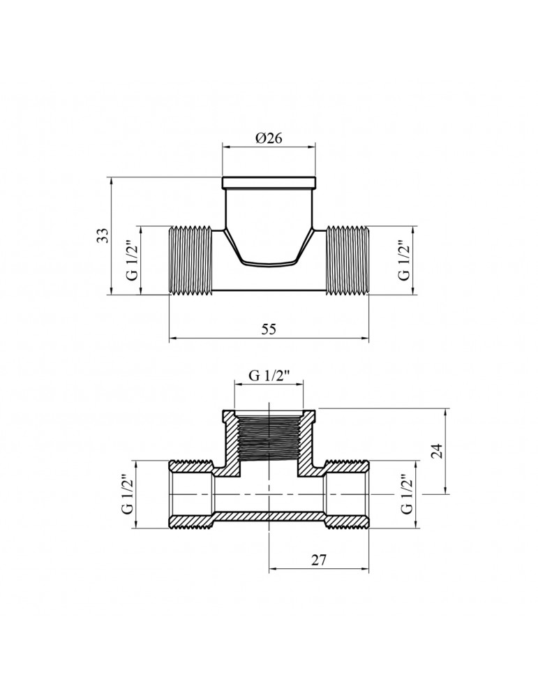 Трійник посилений LexLine 1/2" ЗВЗ нікель НК0291-Вн | купити | SilverGoose.com.ua.com.ua