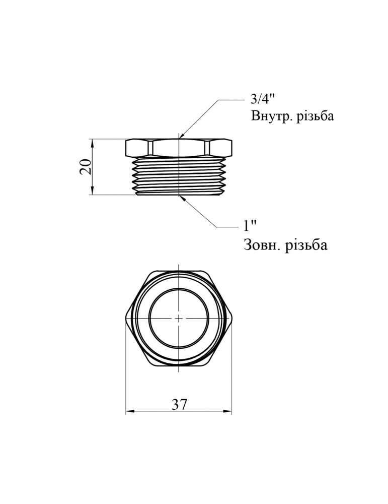 Футорка посилена LexLine 1"х3/4" ЗВ латунна УК0705-В | купити | SilverGoose.com.ua.com.ua