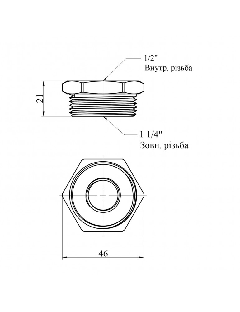 Футорка посилена LexLine 1 1/4"х1/2" ЗВ латунна УК0710-В | купити | SilverGoose.com.ua.com.ua