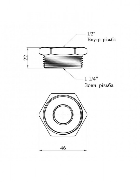 Футорка посилена LexLine 1 1/4"х1/2" ЗВ нікель НК0710-Вн | купити | SilverGoose.com.ua.com.ua