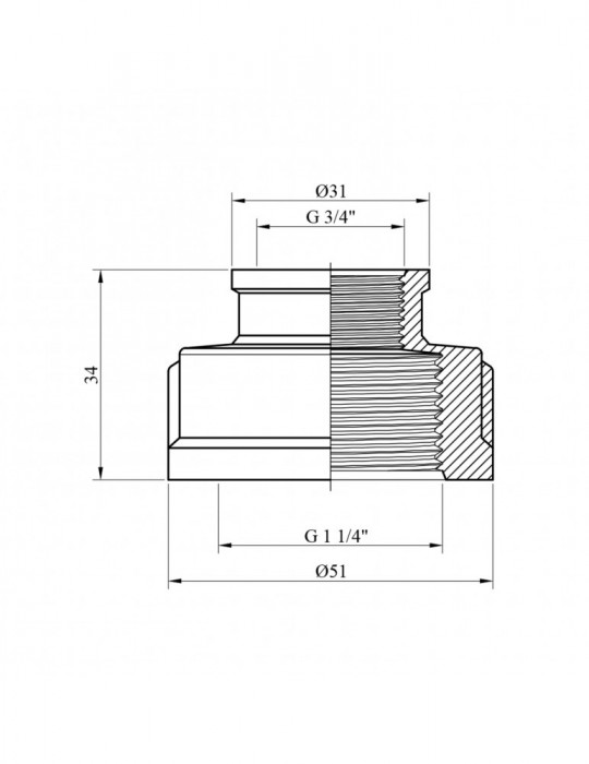 Муфта перехідна посилена LexLine 1 1/4"х3/4" ВВ нікель НК0312-Вн | купити | SilverGoose.com.ua.com.ua