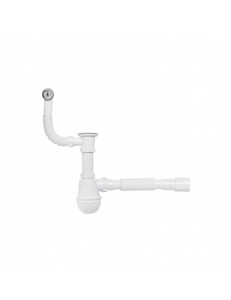 Сифон для кухонної мийки KronoPlast 1 1/2''х40 мм з різьбовим випуском, з круглим переливом SM26010243 | купити | SilverGoose.co
