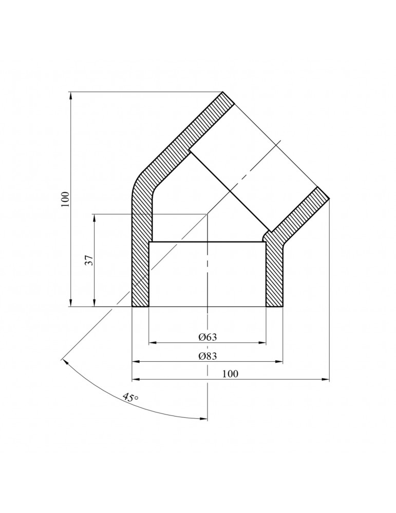 Коліно 45° PPR Rozma 63 мм | купити | SilverGoose.com.ua.com.ua