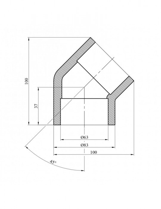 Коліно 45° PPR Rozma 63 мм | купити | SilverGoose.com.ua.com.ua