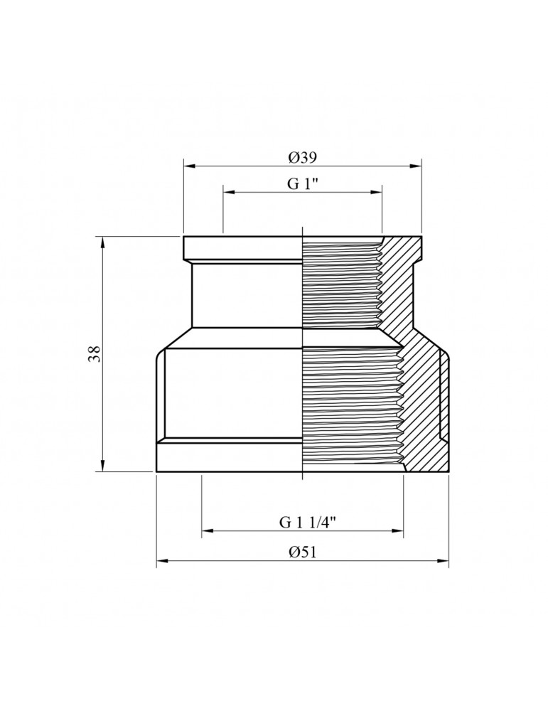 Муфта перехідна посилена LexLine 1 1/4"х1" ВВ нікель НК0393-Вн | купити | SilverGoose.com.ua.com.ua